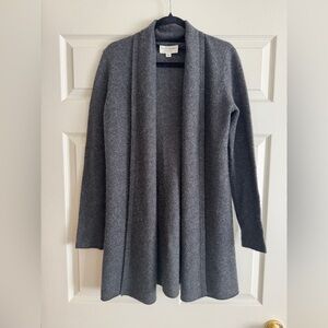 White + Warren Essentials 100% Cashmere Gray Open Cardigan Sweater Size L
